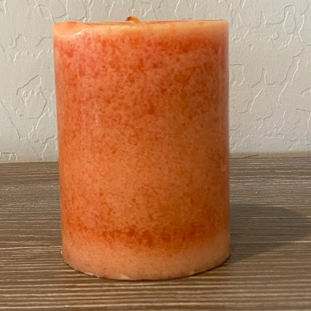 Pier 1 Imports Ginger Peach Pillar Candle 3” x 4” Deadstock